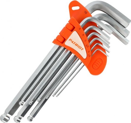 Набор ключей шестигранных PATRIOT SKH-9L с шаром 1,5-10мм, CRV, 9 шт 350002008