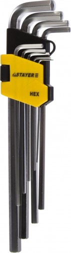 Набор ключей шестигранных STAYER HEX 1,5-10 "master" длинные, cr-v, 9 пр. 2741-H9