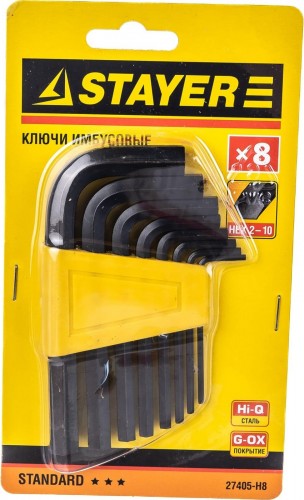 Набор ключей шестигранных STAYER STANDARD 2-10мм, 8 шт. 27405-H8