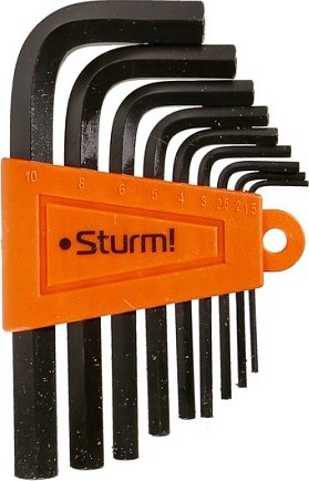 Набор ключей шестигранных Sturm 1045-04-9x9 cr-v, короткие, 9шт.