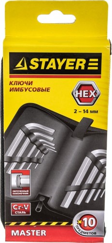 Набор ключей шестигранных STAYER HEX 2 "master" короткие, cr-v, 10 пр. 2740-H10_z01 - изображение 2