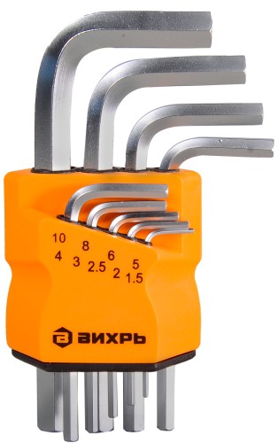 Набор ключей шестигранных ВИХРЬ HEX,9 шт,1.5-10 мм 73/6/5/11