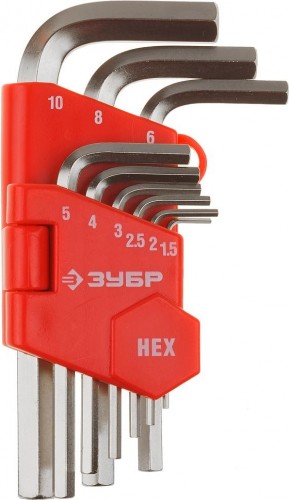 Набор ключей шестигранных ЗУБР МАСТЕР HEX 9 предметов 27460-1_z02