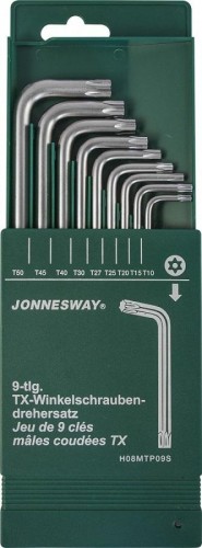 Набор ключей TORX JONNESWAY H08MTP09S с центрированным штифтом Т10-50, 9 предметов 047100