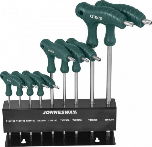 Набор ключей TORX JONNESWAY H10MT09S с рукояткой с центрированным штифтом Т10-Т50 048069