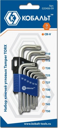 Набор ключей TORX Кобальт 020406-09 угловых tamper cr-v (9 шт.) - изображение 2
