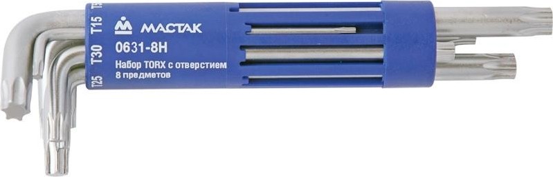 Набор ключей TORX МАСТАК 0631-8HB г-образных т10-т50, длинные, 8 предметов - изображение 2