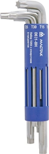 Набор ключей TORX МАСТАК 0631-8HB г-образных т10-т50, длинные, 8 предметов