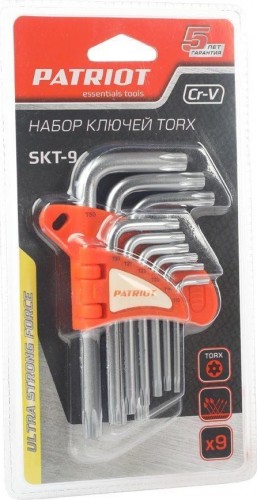 Набор ключей TORX PATRIOT SKТ-9T10-T50,CRV, 9 предметов 350002004