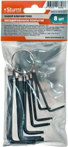Набор ключей TORX Sturm 1045-21-T8-O155 t9-t40, оксидированные, на кольце (8 шт) - изображение 2