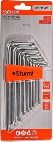Набор ключей TORX Sturm 1045-04-9x9-TL имбусовые cr-v, t9-t50, длинные, 9шт. - изображение 5