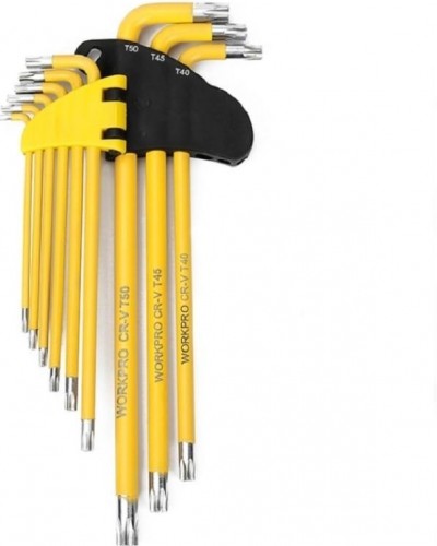Набор ключей TORX WORKPRO WP222008 T10-T50 длинные 9шт. в держателе