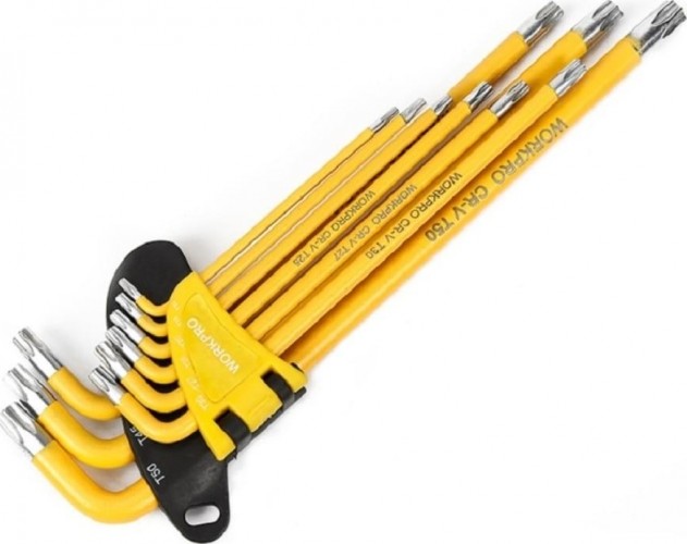 Набор ключей TORX WORKPRO WP222008 T10-T50 длинные 9шт. в держателе - изображение 3