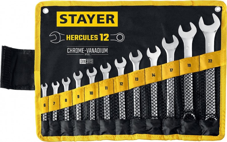 Набор комбинированных гаечных ключей STAYER HERCULES 6-22 мм, 12 предметов 27081-H12_z01 27081-H12_z01