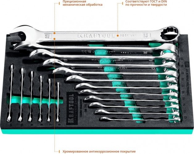 Набор комбинированных гаечных ключей KRAFTOOL 6-32 мм, 18 предметов 27079-H18E 27079-H18E - изображение 3