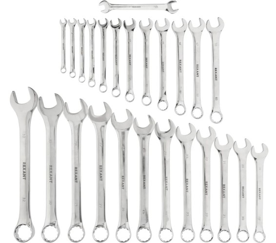 Набор комбинированных ключей REXANT 12-5848 6х32мм, 26 шт, CRV, полированный хром