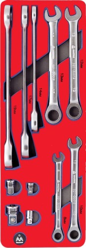 Набор комбинированных ключей в лотке МАСТАК 5-21311 11 предметов