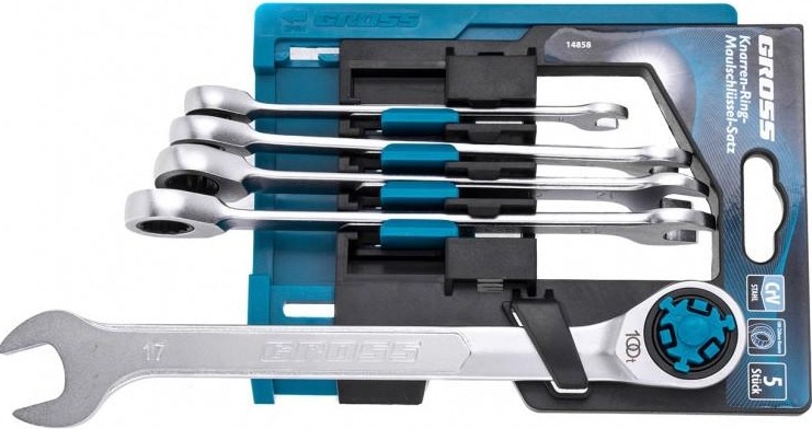 Набор комбинированных ключей с трещоткой GROSS 14858 5 предметов