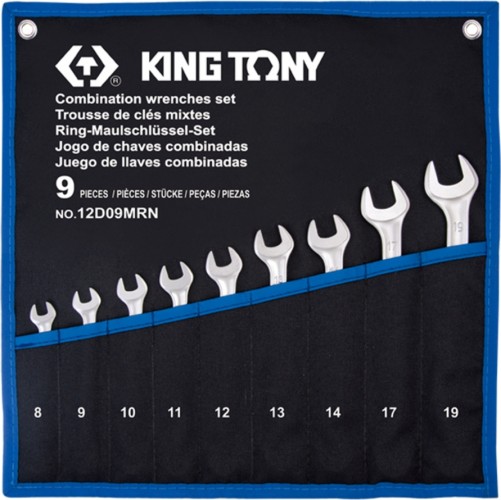 Набор комбинированных ключей KING TONY 8-19 мм чехол из теторона, 9 предметов 12D09MRN