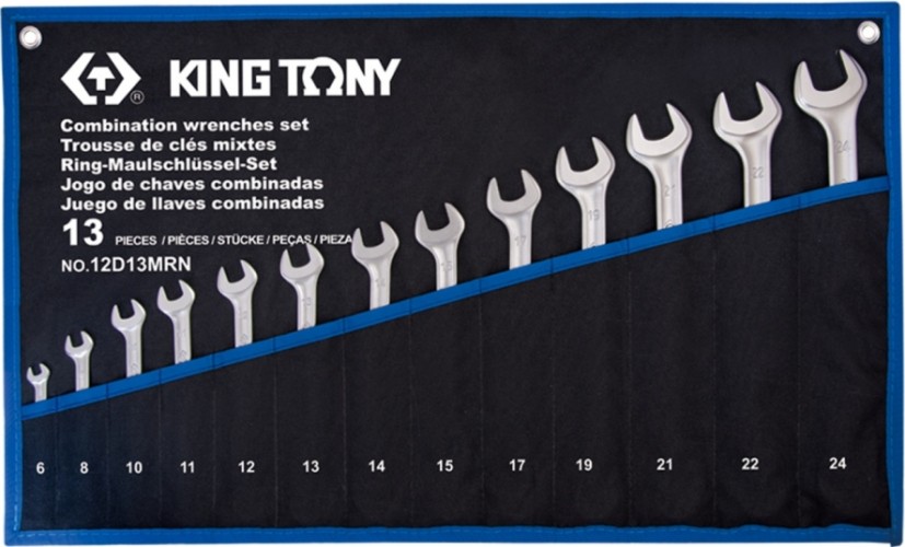 Набор комбинированных ключей KING TONY 6-24 мм чехол из теторона, 13 предметов 12D13MRN
