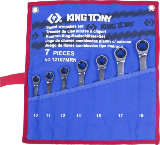 Набор комбинированных ключей с трещоткой KING TONY 12107MRN 7 предметов