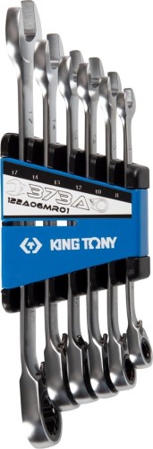 Набор комбинированных ключей KING TONY 122A06MR01 трещоточных 8-17 мм, 6 пр