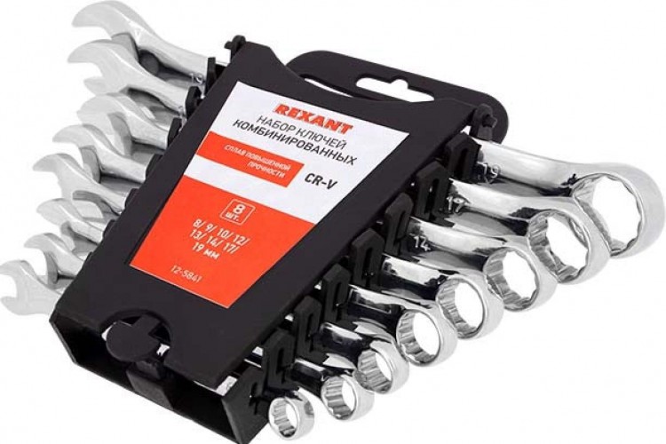 Набор комбинированных ключей REXANT 12-5841 8-19 мм CRV, 8 шт.