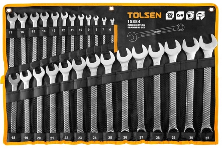 Набор комбинированных ключей TOLSEN TT15884 6-32 мм, 26 пр.