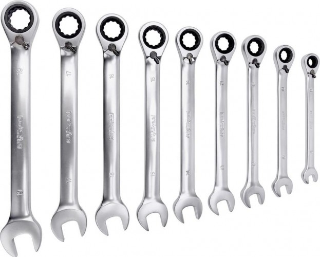 Набор комбинированных ключей AV Steel AV-035190 трещоточных с реверсом 8-19мм 9предм. - изображение 3