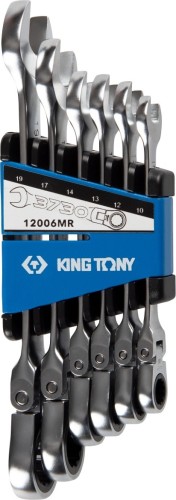 Набор комбинированных ключей KING TONY 12006MR трещоточных 10-19 мм, 6 пр