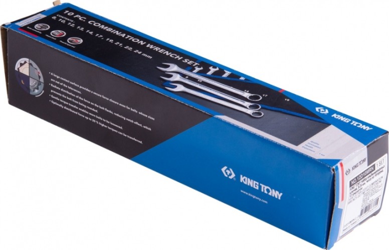 Набор комбинированных ключей KING TONY 8-24 мм чехол из теторона, 10 предметов 12D10MRN - изображение 2