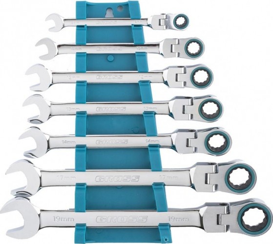 Набор комбинированных ключей с трещоткой GROSS 14891 7 предметов