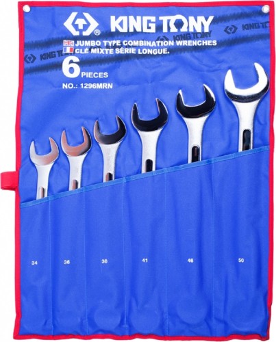 Набор комбинированных ключей KING TONY 1296MRN 34-50 мм, чехол из теторона, 6 пр.