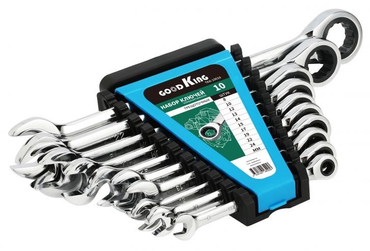Набор комбинированных ключей GOODKING TKK-10010 трещоточных, 10 предм.