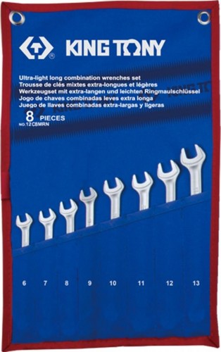 Набор комбинированных ключей KING TONY 6-13 мм удлиненных чехол из теторона, 8 предметов 12C8MRN