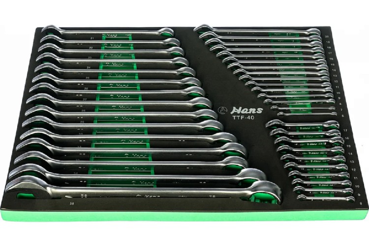Набор комбинированных ключей HANS TTF-40 ложемент (6-38 мм) 40 предметов - изображение 2