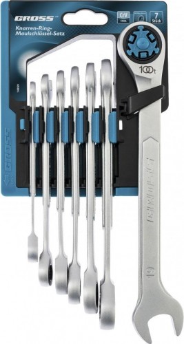 Набор комбинированных ключей с трещоткой GROSS 14859 7 предметов