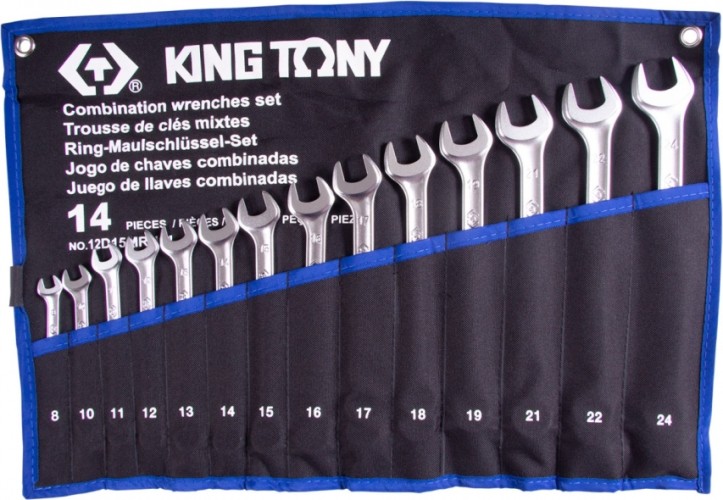 Набор комбинированных ключей KING TONY 8-24 мм чехол из теторона, 14 предметов 12D15MRN01