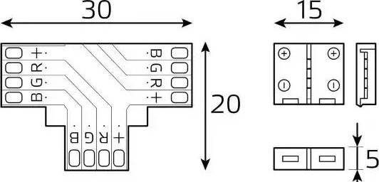 Набор коннекторов GAUSS BT430 basic для led-ленты т-образный rgb 12v 10mm ip20 - изображение 3