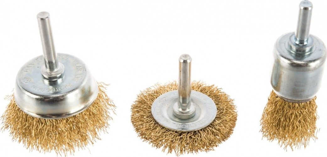 Набор кордщеток ПРАКТИКА  для дрели, мягкие, 3 шт. 773-491