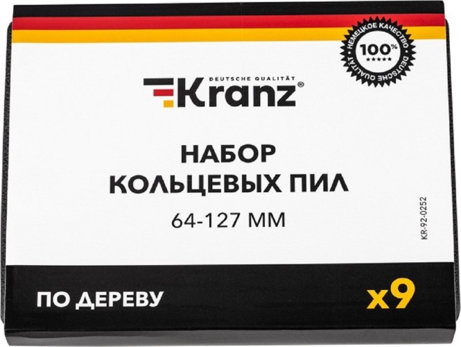 Набор коронок по дереву Kranz KR-92-0252 64-127 мм, 9 предм. - изображение 4