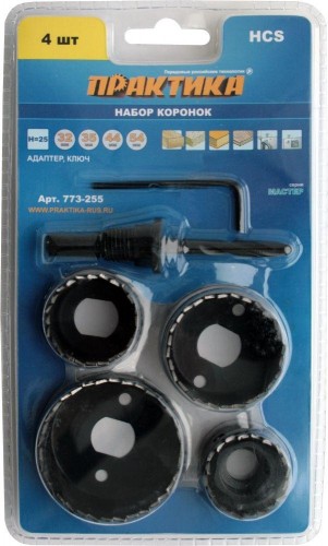 Набор коронок по дереву ПРАКТИКА 5 предметов, 32-54 мм  773-255 МАСТЕР 773-255