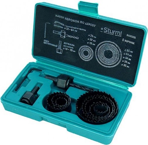 Набор коронок по дереву Sturm 5 440 201 19-51мм, +державки для коронок, 11 пред. 5440201