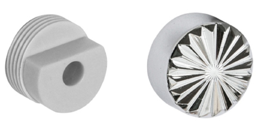 Набор крепления ЕВРОПАРТНЕР для зеркала, колпачок + втулка, хром рифленый (200 шт) пром 85824