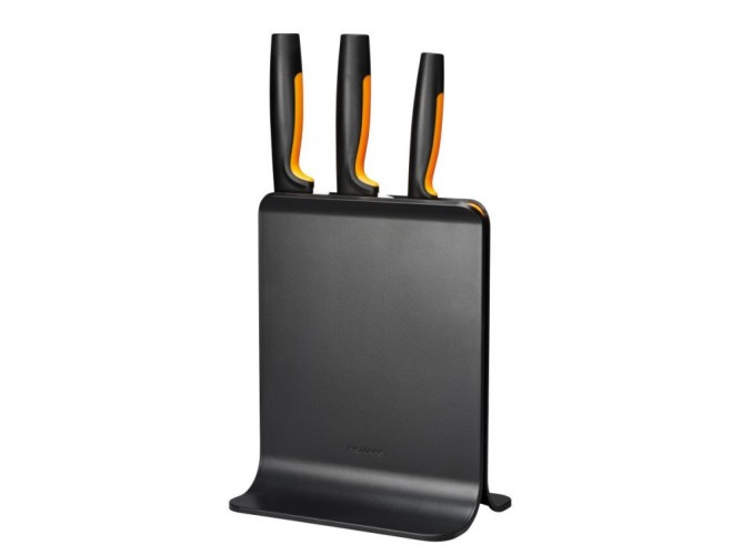 Набор кухонных ножей FISKARS 1057555 с пластиковым блоком, 3 шт.