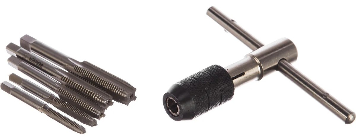 Набор метчиков и плашек BERGER BG06TS с ключом быстрозажимным 6 пр.