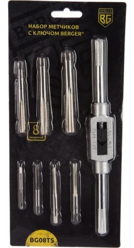 Набор метчиков и плашек BERGER BG08TS с ключом 8 пр. - изображение 2