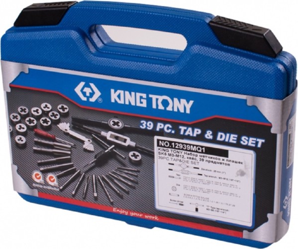 Набор метчиков и плашек KING TONY 12939MQ1 SK5 M3-M12, кейс, 39 пр. - изображение 4