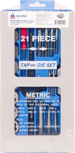 Набор метчиков и плашек МАСТАК 21 предмет 351-00021C 351-00021C - изображение 2