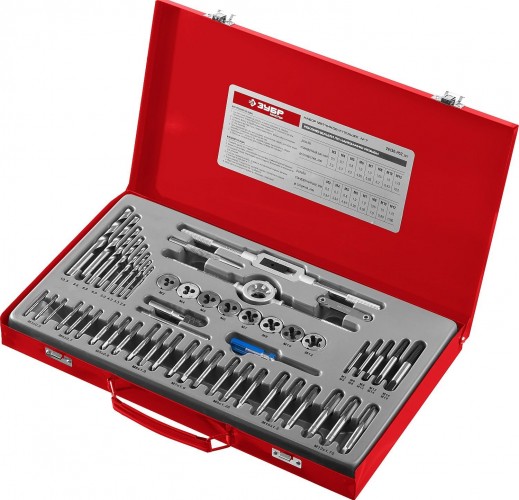 Набор метчиков и плашек ЗУБР "МАСТЕР" 52 предмета 28130-H52 28130-H52_z01 - изображение 2